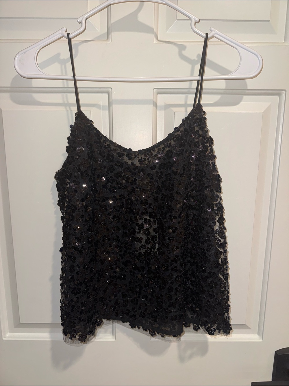 Idem Ditto Black Sequin Spaghetti Strap Tank Top nwt Small